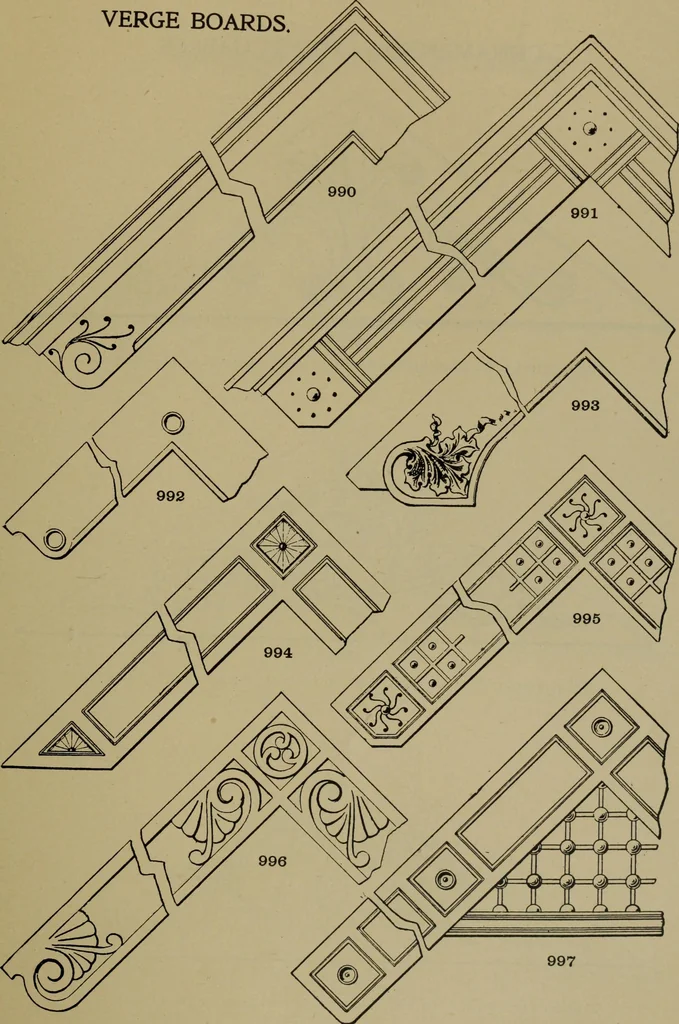 An illustration from Universal design book : containing official list prices of sash, doors and blinds ... official list prices of head, corner and base blocks ... official moulding book ... official list: window glass .., 1908, leaf 202