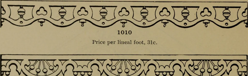 An illustration from Universal design book : containing official list prices of sash, doors and blinds ... official list prices of head, corner and base blocks ... official moulding book ... official list: window glass .., 1908, leaf 205
