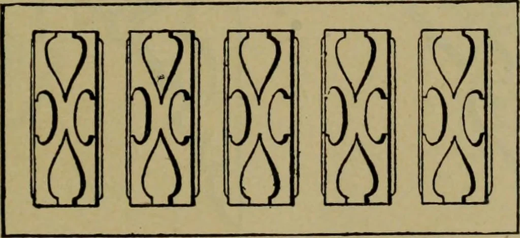 An illustration from Universal design book : containing official list prices of sash, doors and blinds ... official list prices of head, corner and base blocks ... official moulding book ... official list: window glass .., 1908, leaf 208