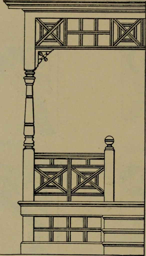 An illustration from Universal design book : containing official list prices of sash, doors and blinds ... official list prices of head, corner and base blocks ... official moulding book ... official list: window glass .., 1908, leaf 219