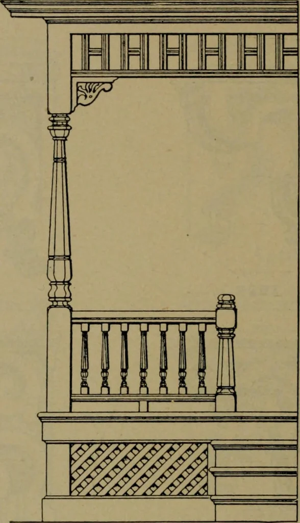 An illustration from Universal design book : containing official list prices of sash, doors and blinds ... official list prices of head, corner and base blocks ... official moulding book ... official list: window glass .., 1908, leaf 219