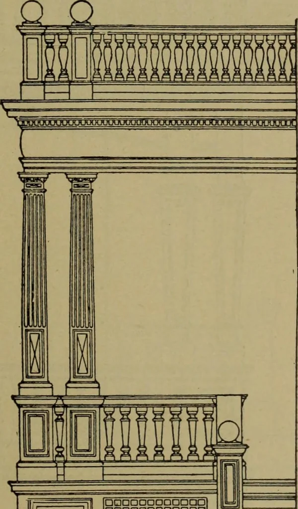An illustration from Universal design book : containing official list prices of sash, doors and blinds ... official list prices of head, corner and base blocks ... official moulding book ... official list: window glass .., 1908, leaf 222