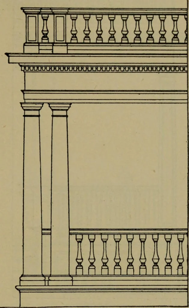 An illustration from Universal design book : containing official list prices of sash, doors and blinds ... official list prices of head, corner and base blocks ... official moulding book ... official list: window glass .., 1908, leaf 222