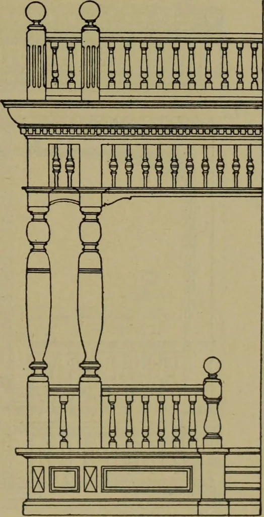 An illustration from Universal design book : containing official list prices of sash, doors and blinds ... official list prices of head, corner and base blocks ... official moulding book ... official list: window glass .., 1908, leaf 222