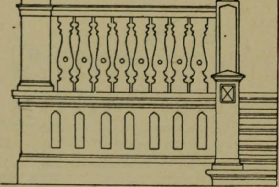 An illustration from Universal design book : containing official list prices of sash, doors and blinds ... official list prices of head, corner and base blocks ... official moulding book ... official list: window glass .., 1908, leaf 223