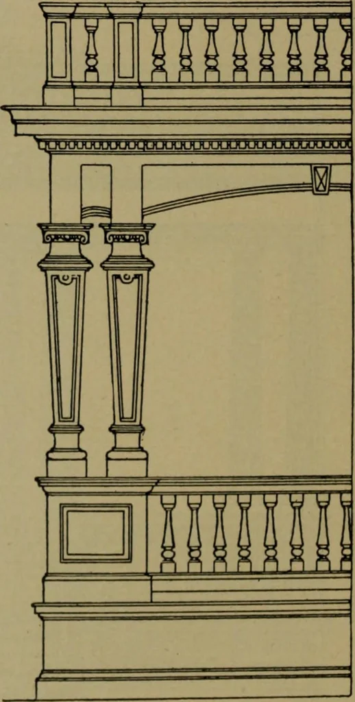 An illustration from Universal design book : containing official list prices of sash, doors and blinds ... official list prices of head, corner and base blocks ... official moulding book ... official list: window glass .., 1908, leaf 223