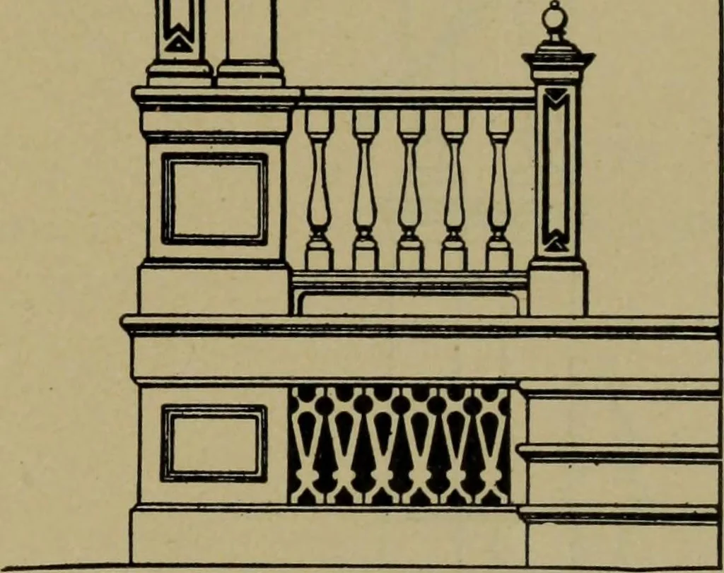 An illustration from Universal design book : containing official list prices of sash, doors and blinds ... official list prices of head, corner and base blocks ... official moulding book ... official list: window glass .., 1908, leaf 224