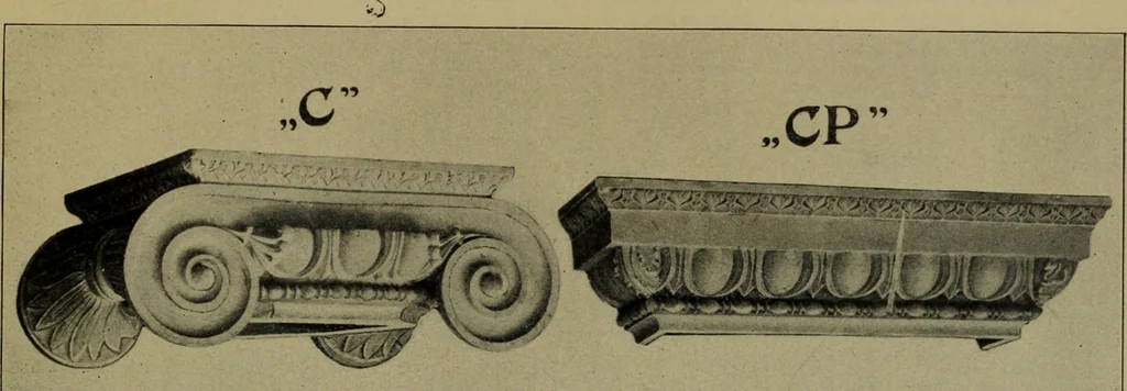 An illustration from Universal design book : containing official list prices of sash, doors and blinds ... official list prices of head, corner and base blocks ... official moulding book ... official list: window glass .., 1908, leaf 232
