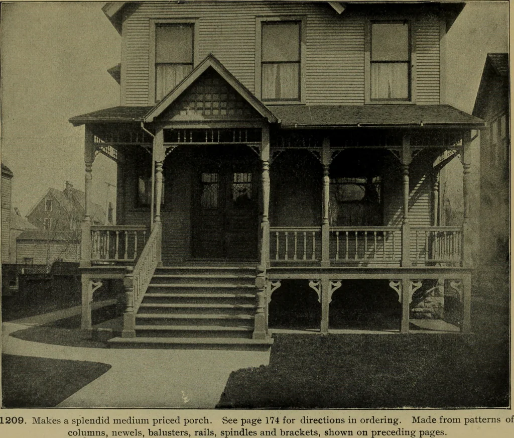 An illustration from Universal design book : containing official list prices of sash, doors and blinds ... official list prices of head, corner and base blocks ... official moulding book ... official list: window glass .., 1908, leaf 244