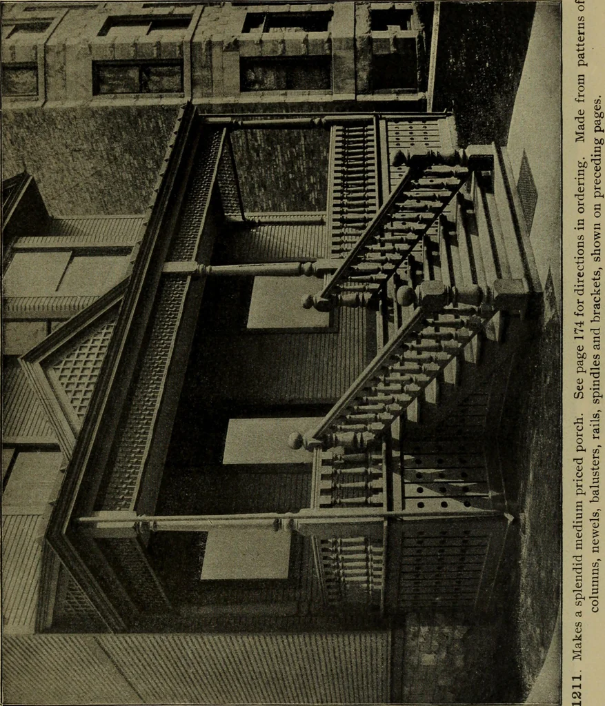 An illustration from Universal design book : containing official list prices of sash, doors and blinds ... official list prices of head, corner and base blocks ... official moulding book ... official list: window glass .., 1908, leaf 246