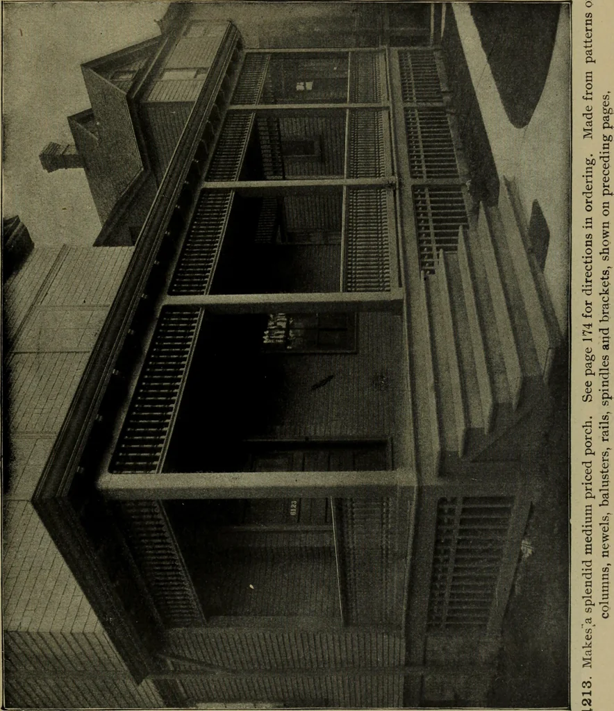 An illustration from Universal design book : containing official list prices of sash, doors and blinds ... official list prices of head, corner and base blocks ... official moulding book ... official list: window glass .., 1908, leaf 248