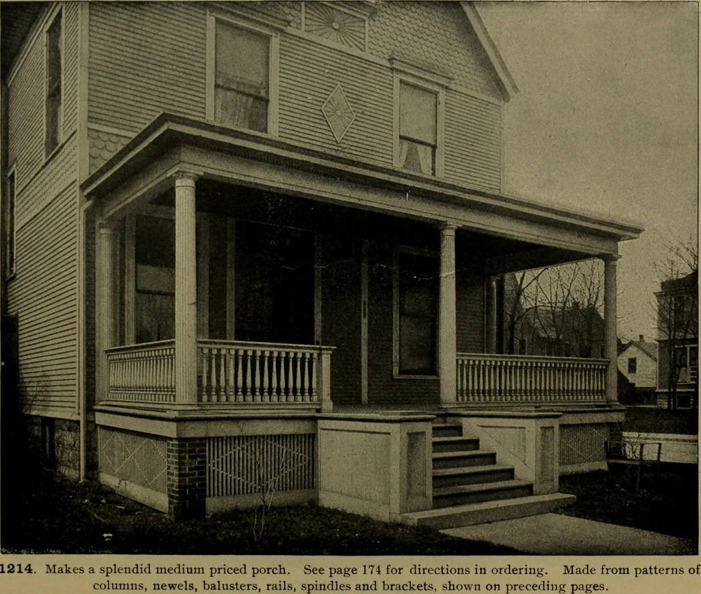 An illustration from Universal design book : containing official list prices of sash, doors and blinds ... official list prices of head, corner and base blocks ... official moulding book ... official list: window glass .., 1908, leaf 249