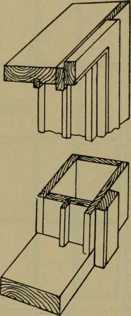An illustration from Universal design book : containing official list prices of sash, doors and blinds ... official list prices of head, corner and base blocks ... official moulding book ... official list: window glass .., 1908, leaf 254