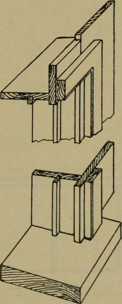 An illustration from Universal design book : containing official list prices of sash, doors and blinds ... official list prices of head, corner and base blocks ... official moulding book ... official list: window glass .., 1908, leaf 254