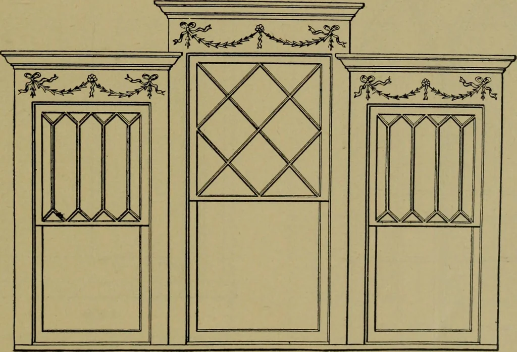 An illustration from Universal design book : containing official list prices of sash, doors and blinds ... official list prices of head, corner and base blocks ... official moulding book ... official list: window glass .., 1908, leaf 264