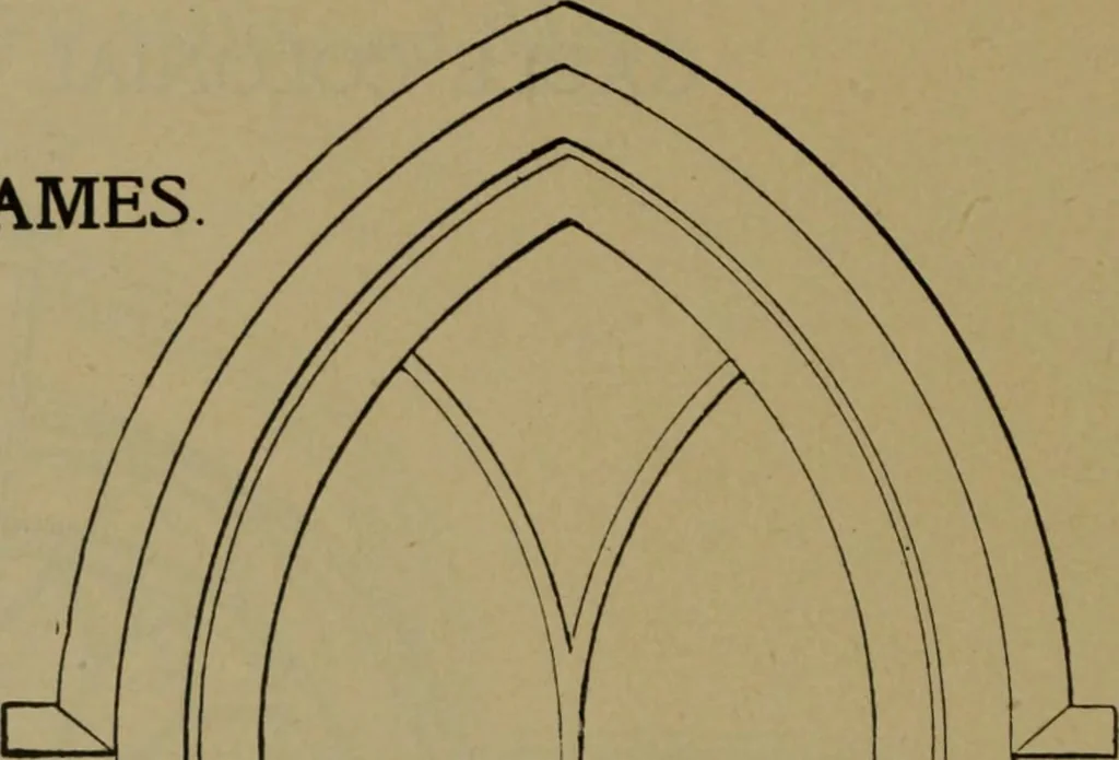 An illustration from Universal design book : containing official list prices of sash, doors and blinds ... official list prices of head, corner and base blocks ... official moulding book ... official list: window glass .., 1908, leaf 265