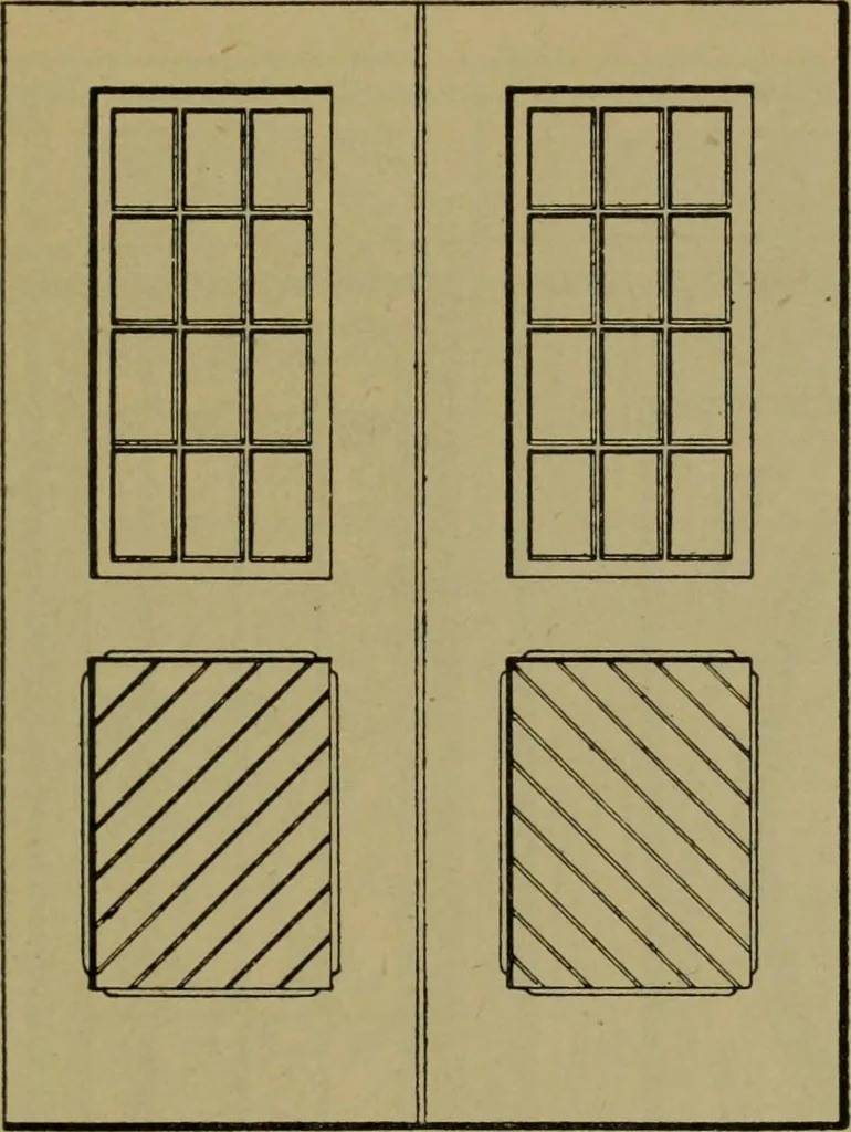 An illustration from Universal design book : containing official list prices of sash, doors and blinds ... official list prices of head, corner and base blocks ... official moulding book ... official list: window glass .., 1908, leaf 266