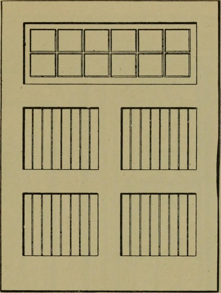 An illustration from Universal design book : containing official list prices of sash, doors and blinds ... official list prices of head, corner and base blocks ... official moulding book ... official list: window glass .., 1908, leaf 266