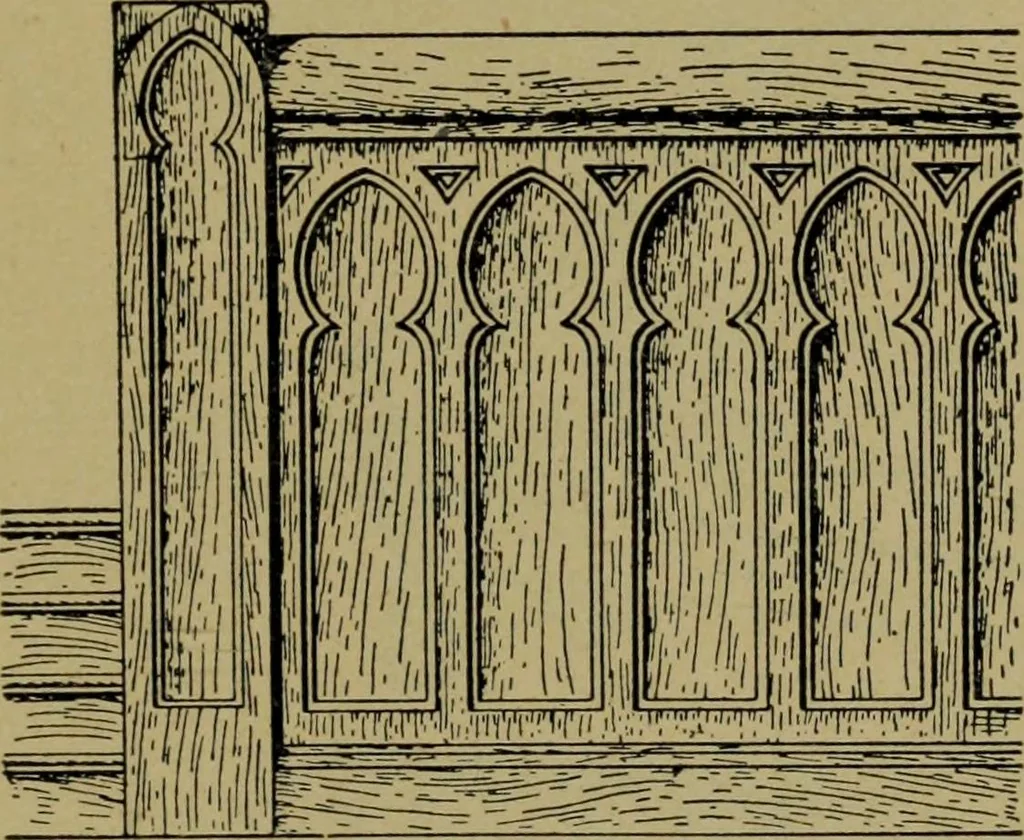 An illustration from Universal design book : containing official list prices of sash, doors and blinds ... official list prices of head, corner and base blocks ... official moulding book ... official list: window glass .., 1908, leaf 274