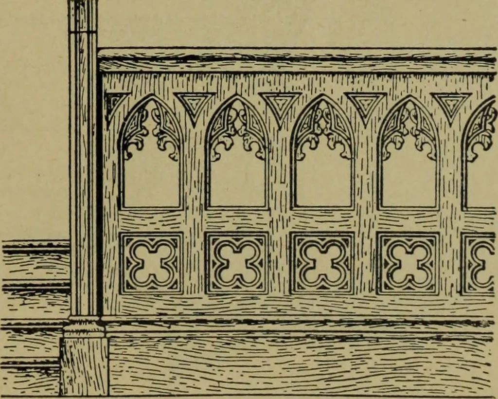 An illustration from Universal design book : containing official list prices of sash, doors and blinds ... official list prices of head, corner and base blocks ... official moulding book ... official list: window glass .., 1908, leaf 274