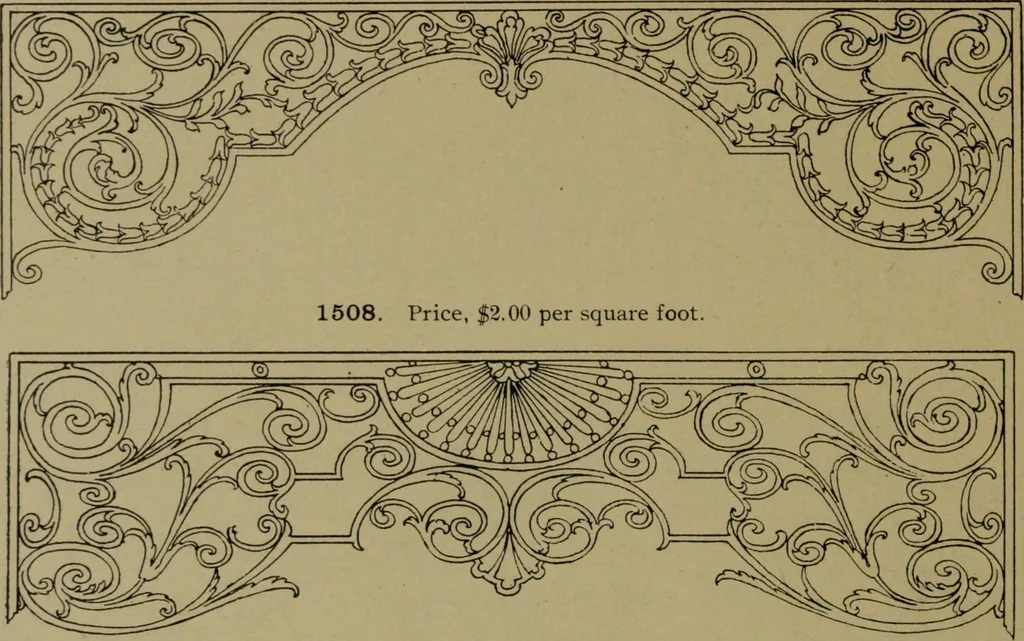 An illustration from Universal design book : containing official list prices of sash, doors and blinds ... official list prices of head, corner and base blocks ... official moulding book ... official list: window glass .., 1908, leaf 285