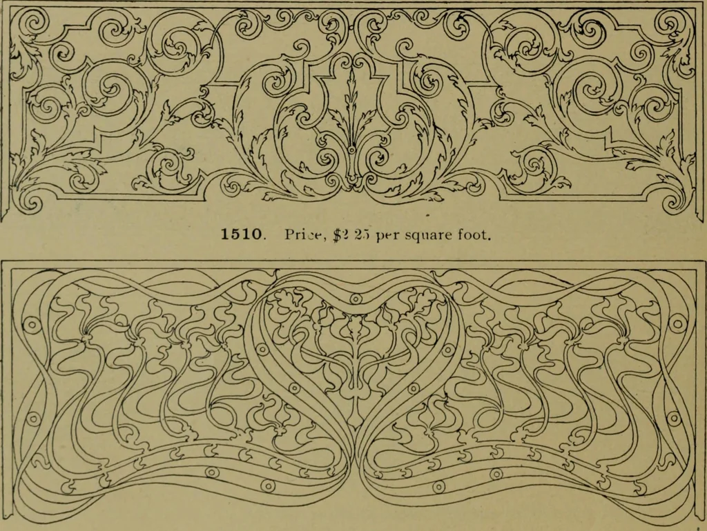An illustration from Universal design book : containing official list prices of sash, doors and blinds ... official list prices of head, corner and base blocks ... official moulding book ... official list: window glass .., 1908, leaf 285