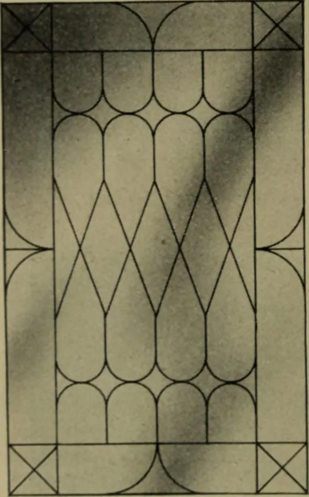 An illustration from Universal design book : containing official list prices of sash, doors and blinds ... official list prices of head, corner and base blocks ... official moulding book ... official list: window glass .., 1908, leaf 377