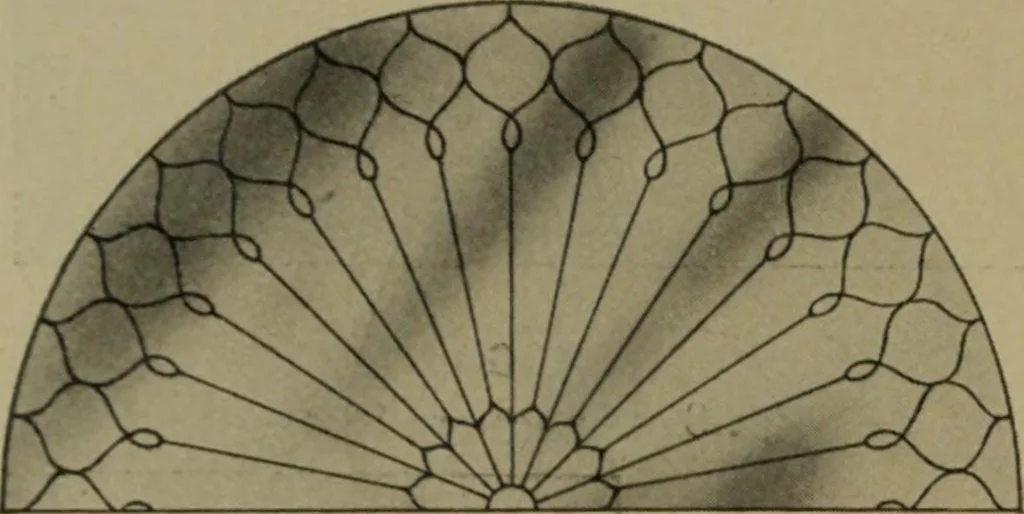 An illustration from Universal design book : containing official list prices of sash, doors and blinds ... official list prices of head, corner and base blocks ... official moulding book ... official list: window glass .., 1908, leaf 379