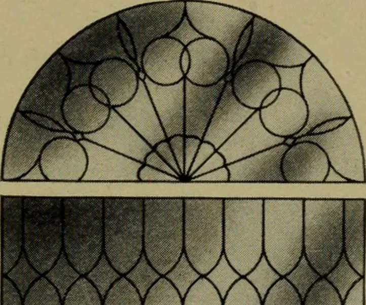 An illustration from Universal design book : containing official list prices of sash, doors and blinds ... official list prices of head, corner and base blocks ... official moulding book ... official list: window glass .., 1908, leaf 380