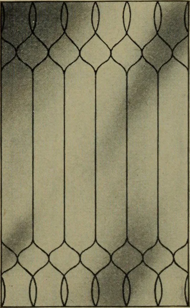 An illustration from Universal design book : containing official list prices of sash, doors and blinds ... official list prices of head, corner and base blocks ... official moulding book ... official list: window glass .., 1908, leaf 380
