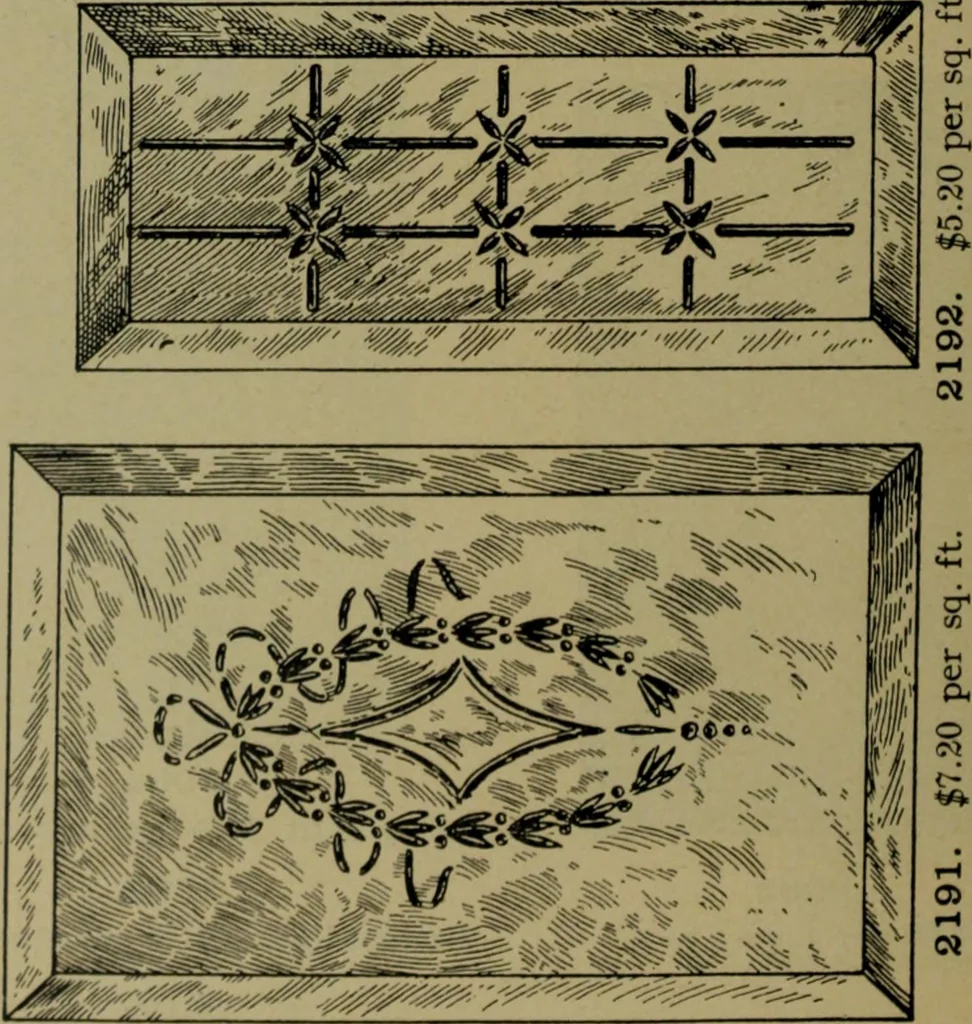 An illustration from Universal design book : containing official list prices of sash, doors and blinds ... official list prices of head, corner and base blocks ... official moulding book ... official list: window glass .., 1908, leaf 381