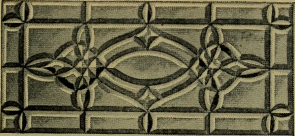An illustration from Universal design book : containing official list prices of sash, doors and blinds ... official list prices of head, corner and base blocks ... official moulding book ... official list: window glass .., 1908, leaf 382