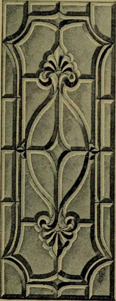 An illustration from Universal design book : containing official list prices of sash, doors and blinds ... official list prices of head, corner and base blocks ... official moulding book ... official list: window glass .., 1908, leaf 382