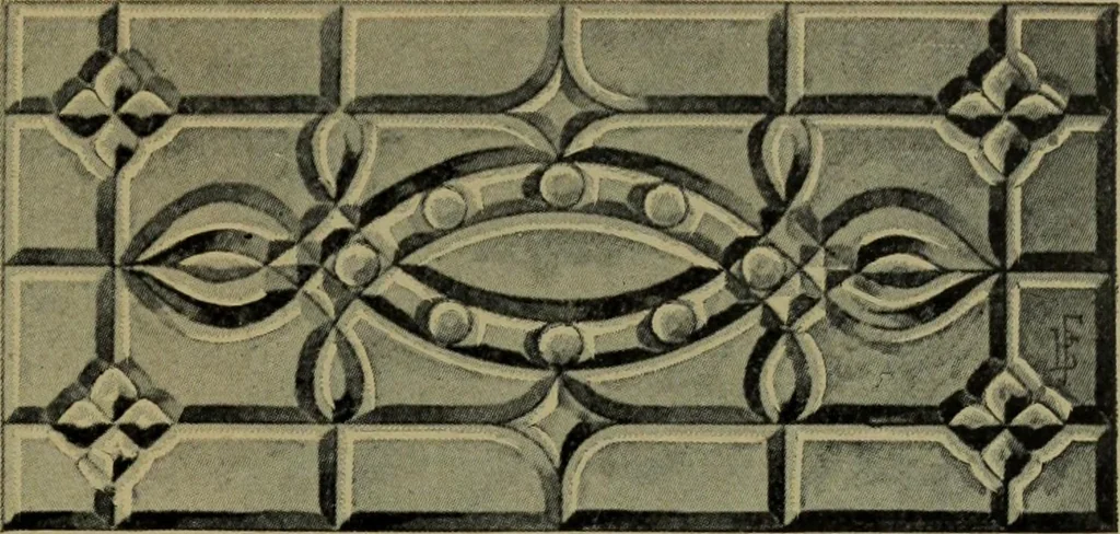An illustration from Universal design book : containing official list prices of sash, doors and blinds ... official list prices of head, corner and base blocks ... official moulding book ... official list: window glass .., 1908, leaf 382