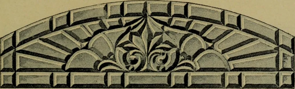 An illustration from Universal design book : containing official list prices of sash, doors and blinds ... official list prices of head, corner and base blocks ... official moulding book ... official list: window glass .., 1908, leaf 382