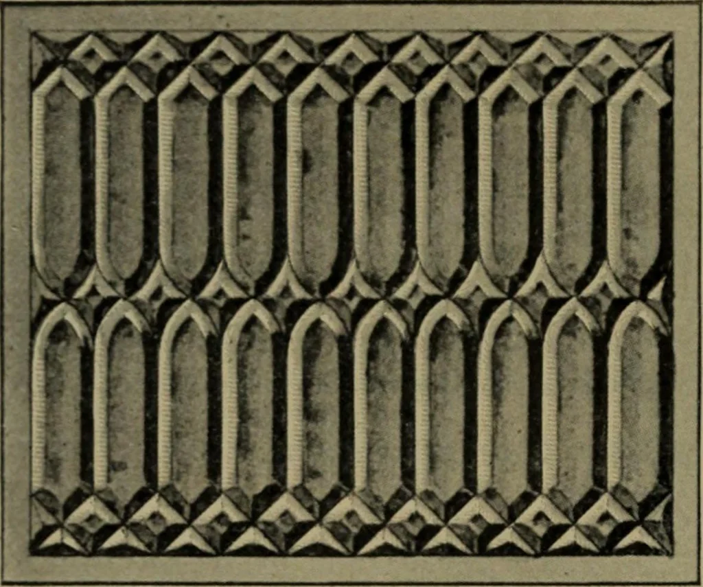 An illustration from Universal design book : containing official list prices of sash, doors and blinds ... official list prices of head, corner and base blocks ... official moulding book ... official list: window glass .., 1908, leaf 383