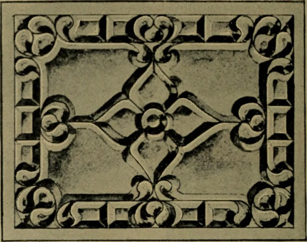 An illustration from Universal design book : containing official list prices of sash, doors and blinds ... official list prices of head, corner and base blocks ... official moulding book ... official list: window glass .., 1908, leaf 383