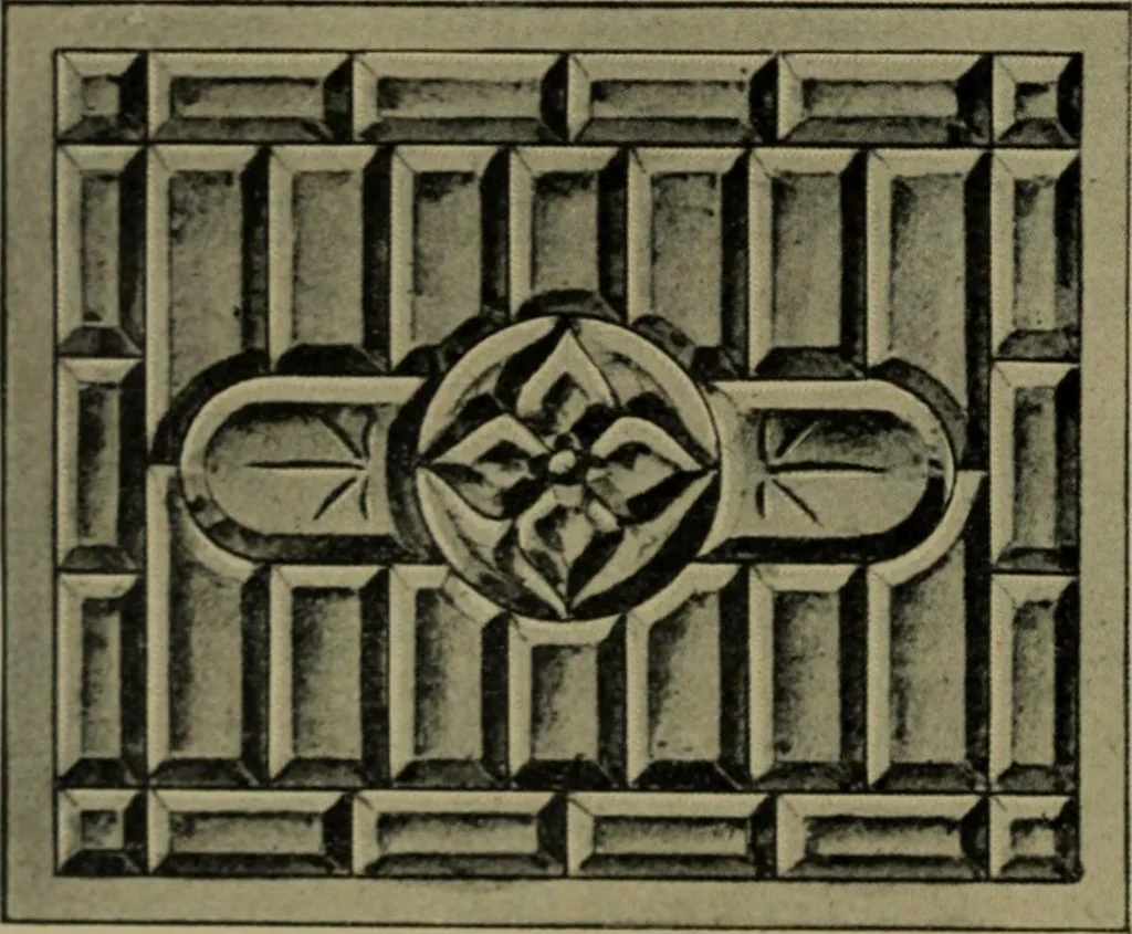 An illustration from Universal design book : containing official list prices of sash, doors and blinds ... official list prices of head, corner and base blocks ... official moulding book ... official list: window glass .., 1908, leaf 383