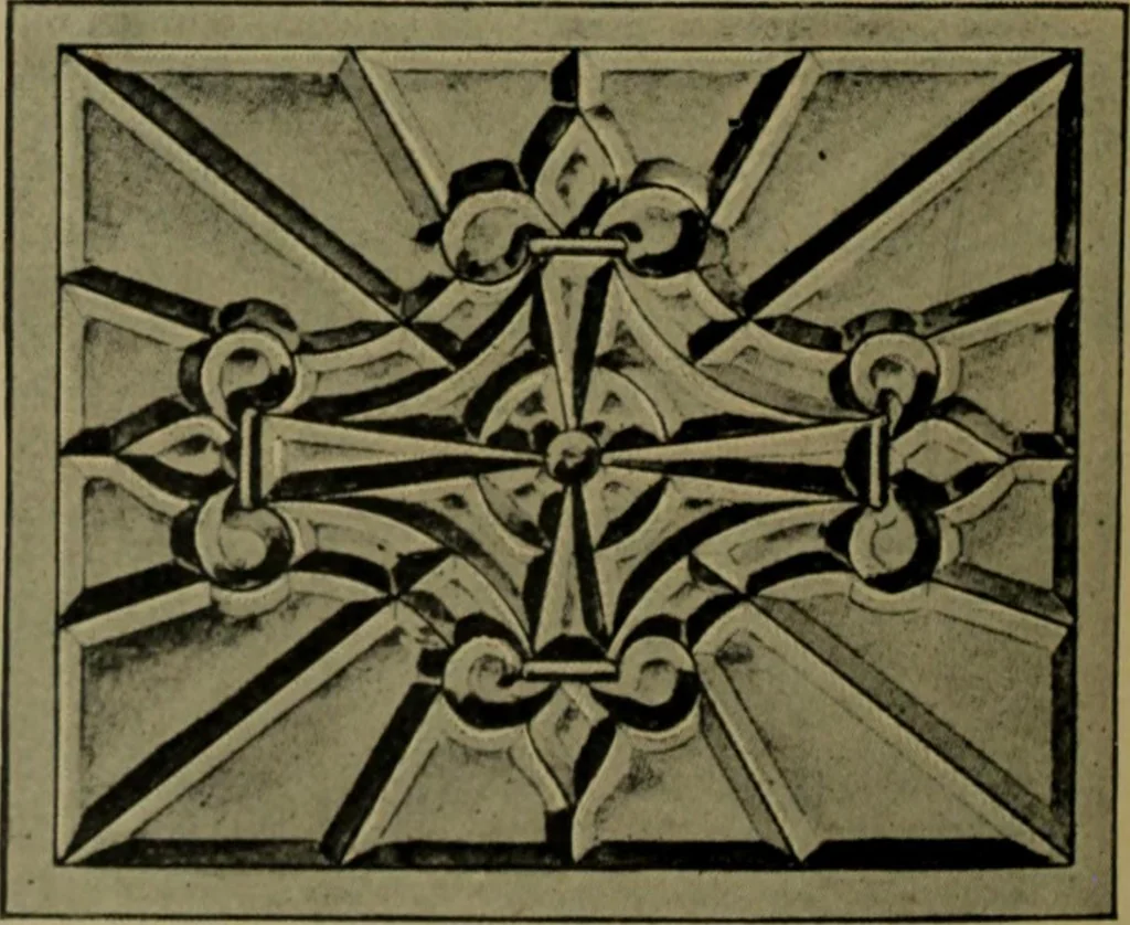 An illustration from Universal design book : containing official list prices of sash, doors and blinds ... official list prices of head, corner and base blocks ... official moulding book ... official list: window glass .., 1908, leaf 383