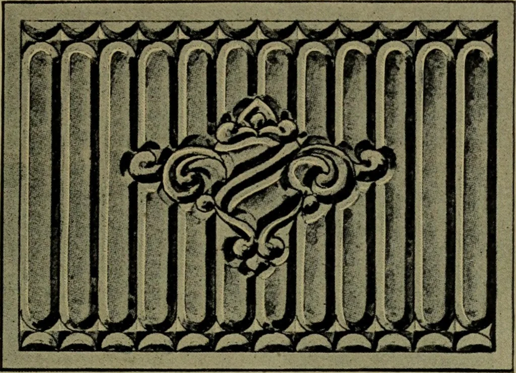 An illustration from Universal design book : containing official list prices of sash, doors and blinds ... official list prices of head, corner and base blocks ... official moulding book ... official list: window glass .., 1908, leaf 384