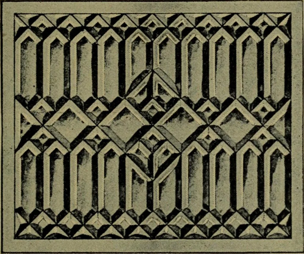 An illustration from Universal design book : containing official list prices of sash, doors and blinds ... official list prices of head, corner and base blocks ... official moulding book ... official list: window glass .., 1908, leaf 384