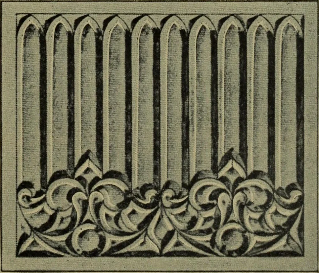 An illustration from Universal design book : containing official list prices of sash, doors and blinds ... official list prices of head, corner and base blocks ... official moulding book ... official list: window glass .., 1908, leaf 384