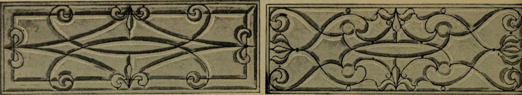 An illustration from Universal design book : containing official list prices of sash, doors and blinds ... official list prices of head, corner and base blocks ... official moulding book ... official list: window glass .., 1908, leaf 385