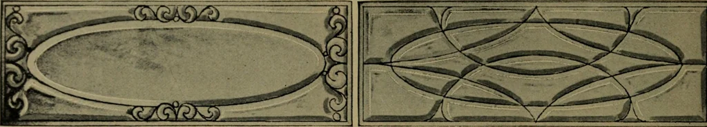 An illustration from Universal design book : containing official list prices of sash, doors and blinds ... official list prices of head, corner and base blocks ... official moulding book ... official list: window glass .., 1908, leaf 385