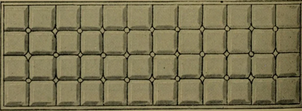 An illustration from Universal design book : containing official list prices of sash, doors and blinds ... official list prices of head, corner and base blocks ... official moulding book ... official list: window glass .., 1908, leaf 385