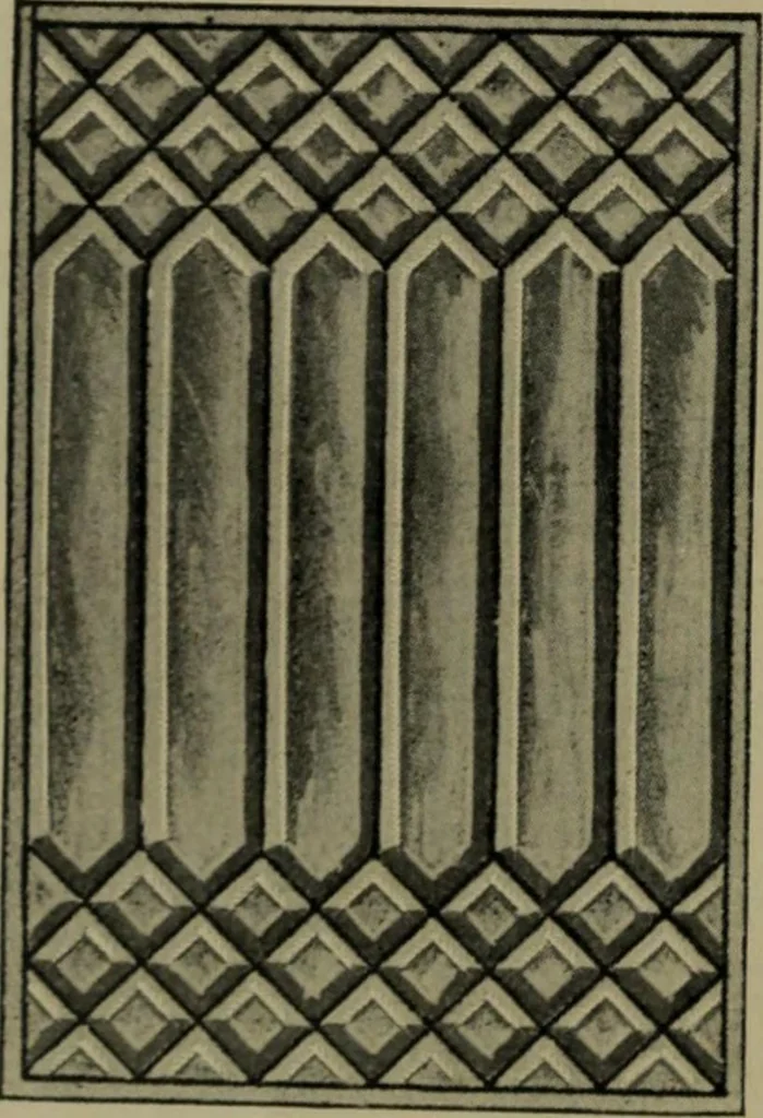 An illustration from Universal design book : containing official list prices of sash, doors and blinds ... official list prices of head, corner and base blocks ... official moulding book ... official list: window glass .., 1908, leaf 387