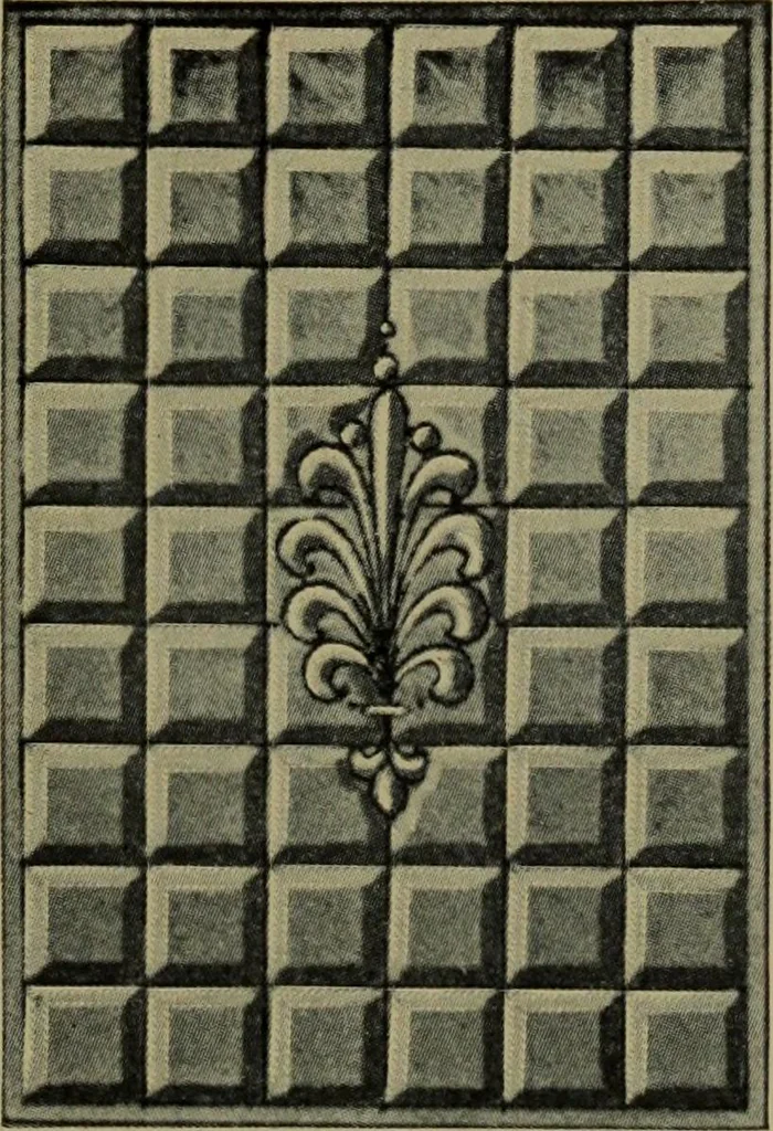 An illustration from Universal design book : containing official list prices of sash, doors and blinds ... official list prices of head, corner and base blocks ... official moulding book ... official list: window glass .., 1908, leaf 388