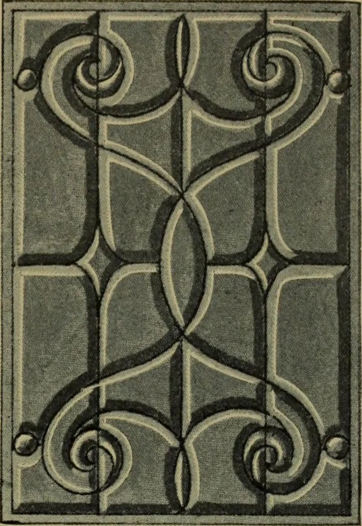 An illustration from Universal design book : containing official list prices of sash, doors and blinds ... official list prices of head, corner and base blocks ... official moulding book ... official list: window glass .., 1908, leaf 388