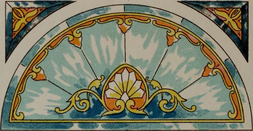 An illustration from Universal design book : containing official list prices of sash, doors and blinds ... official list prices of head, corner and base blocks ... official moulding book ... official list: window glass .., 1908, leaf 395