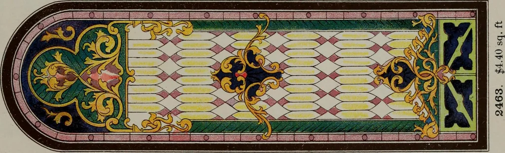 An illustration from Universal design book : containing official list prices of sash, doors and blinds ... official list prices of head, corner and base blocks ... official moulding book ... official list: window glass .., 1908, leaf 412